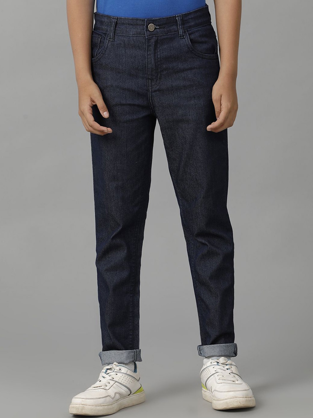 

UNDER FOURTEEN ONLY Boys Slim Fit Mid-Rise Cotton Jeans, Navy blue