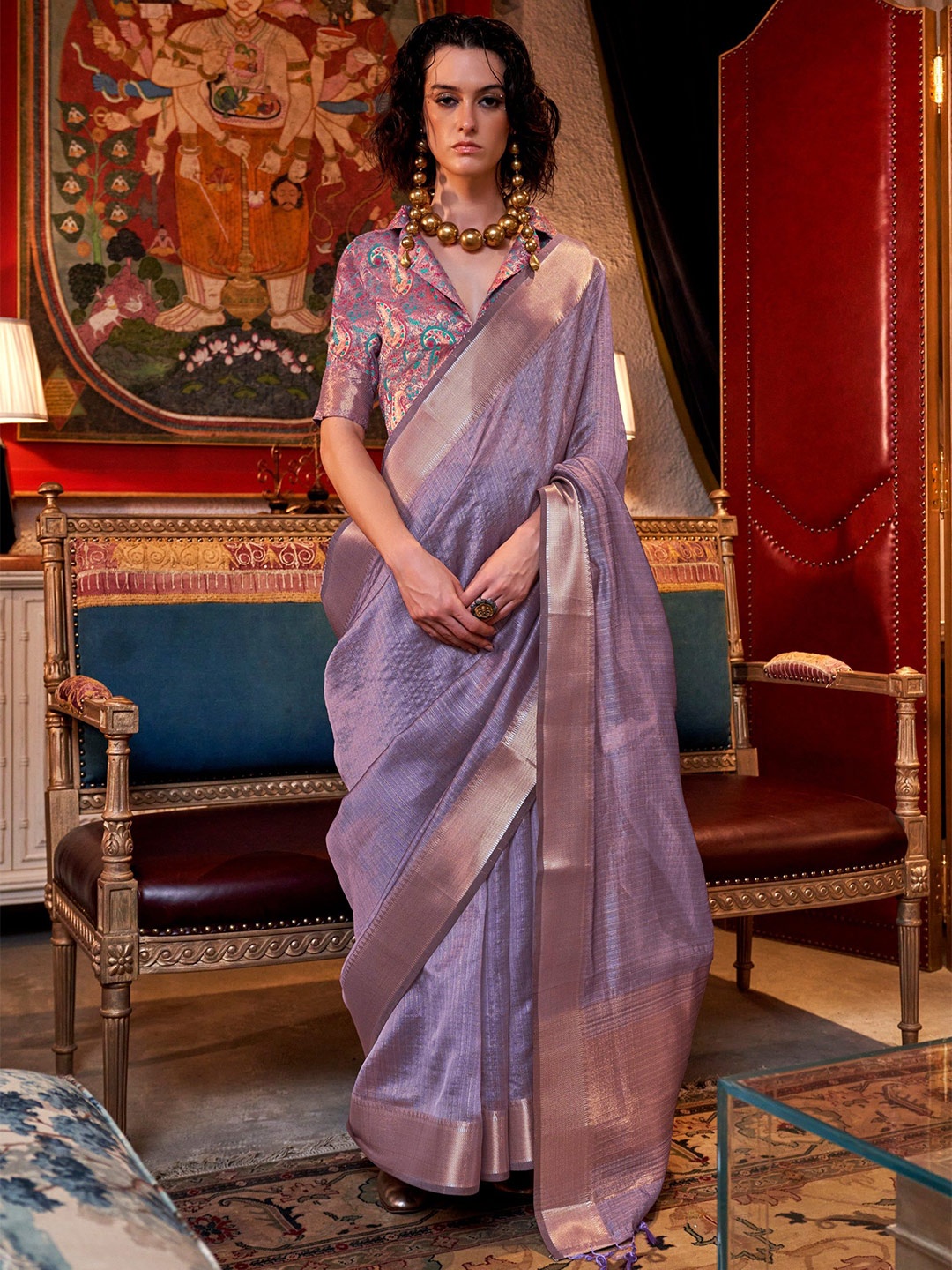 

MySilkLove Zari Pure Chiffon Saree, Purple