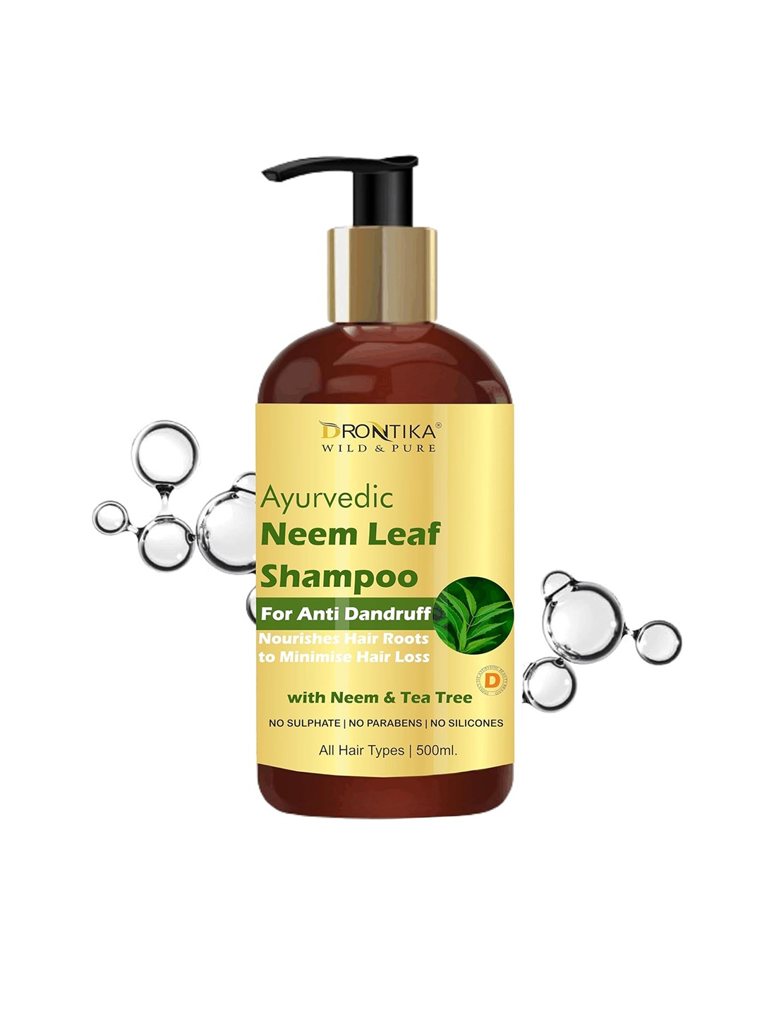 

DRONTIKA Ayurvedic Anti-Dandruff Shampoo With Neem Leaf & Tea Tree - 500 ml, Brown