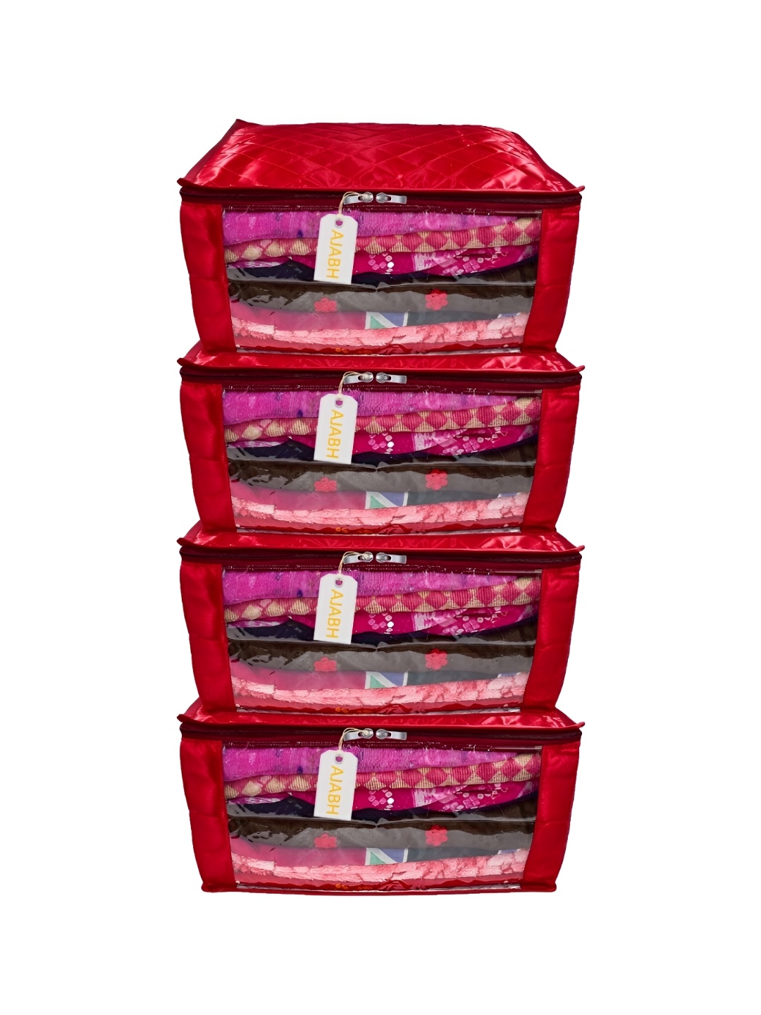 

Ajabh Maroon 4 Pieces Checked Satin Saree Cover Organisers
