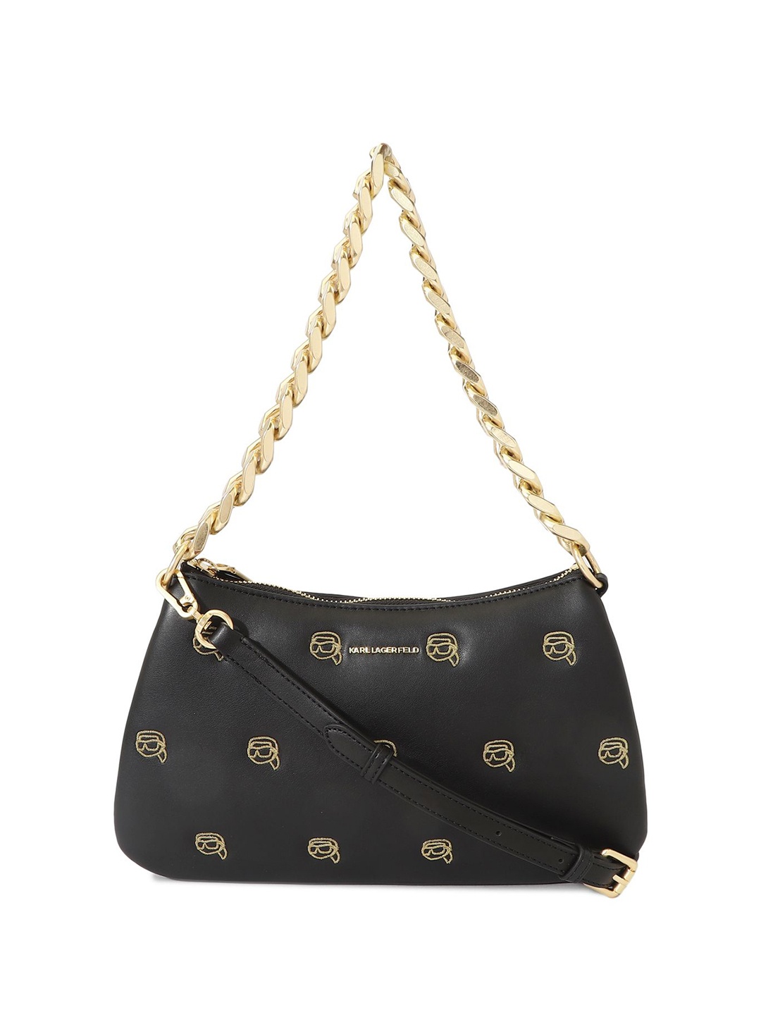 

Karl Lagerfeld Women Textured Structured Sling Bag, Black