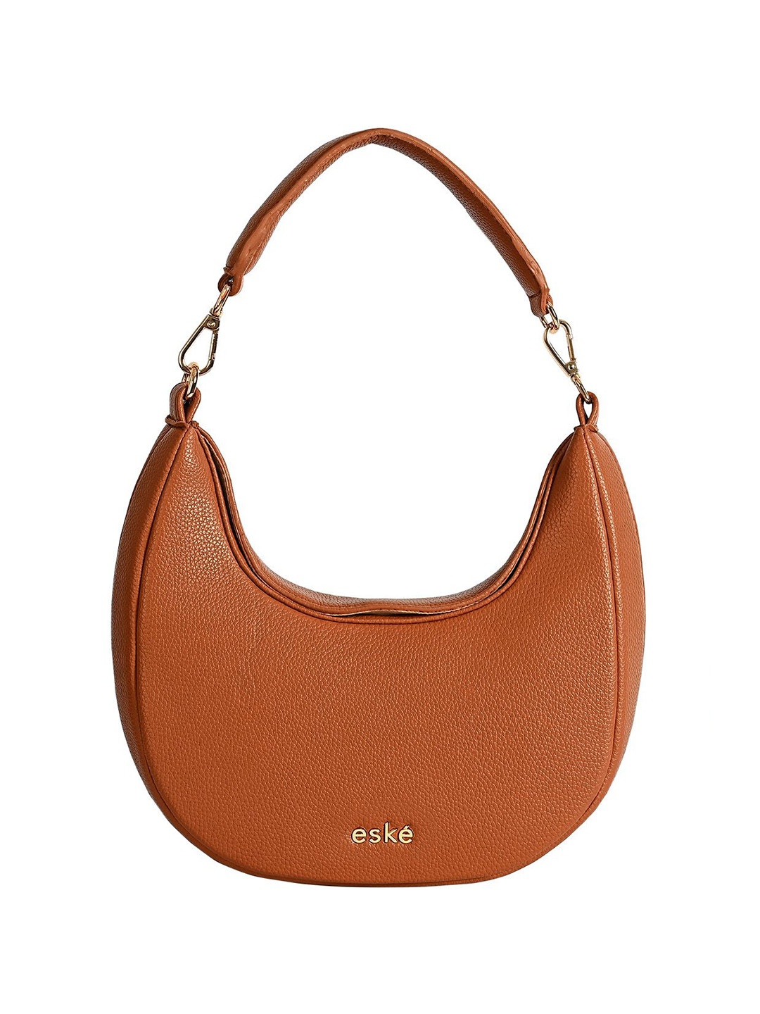 

Eske Women Textured Solid Half Moon HAndheld Bag, Tan