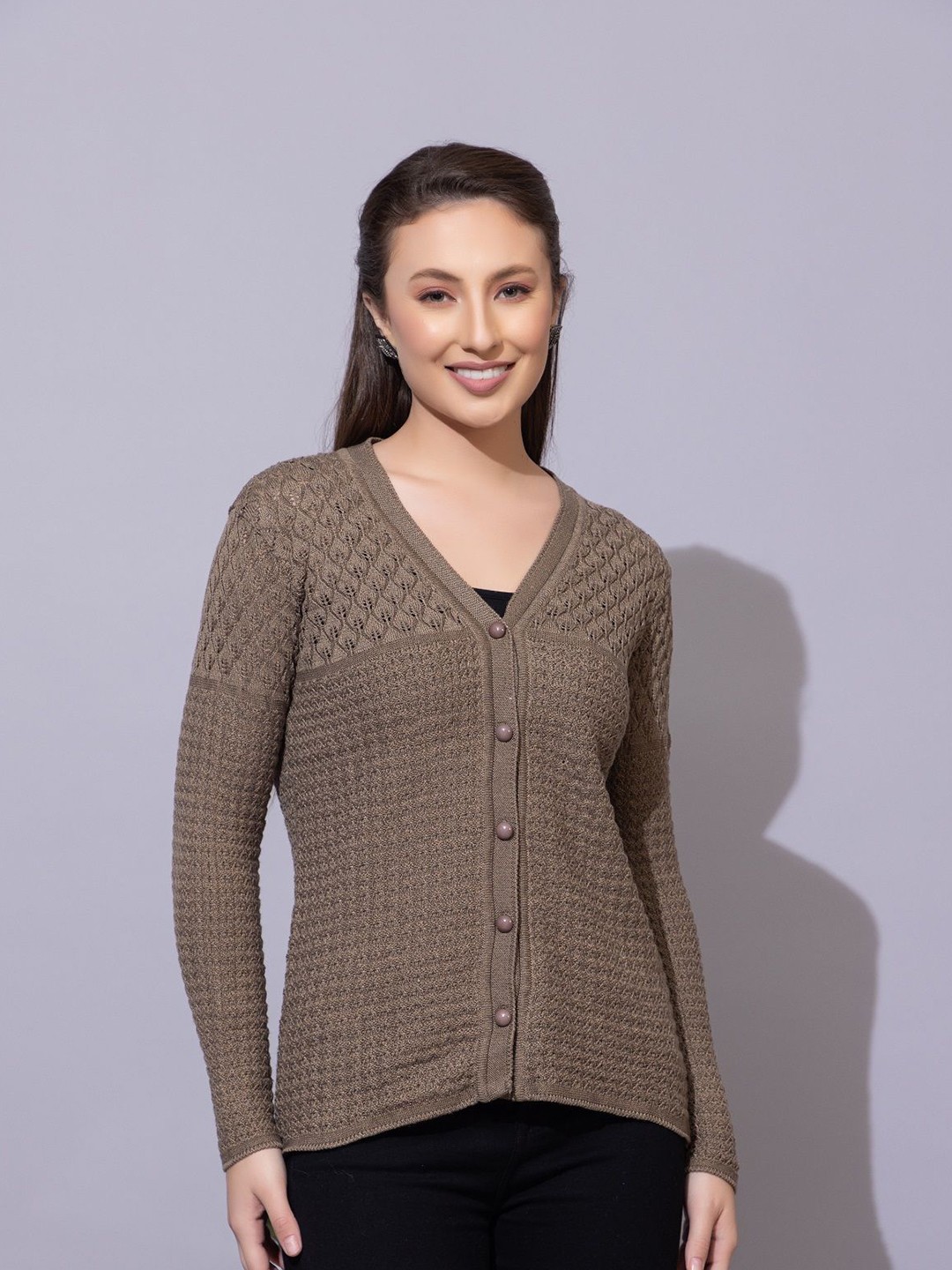 

Anouk Women Cable Knit Cardigan, Brown