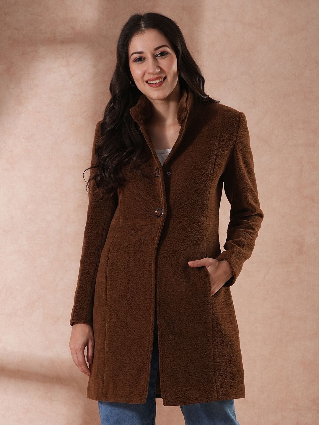 

Globus Women Spread Collar Regular Fit Overcoats, Brown