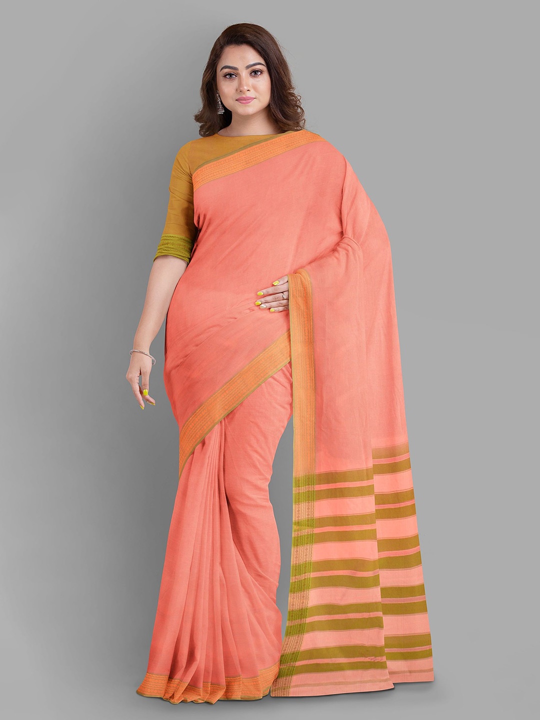 

The Chennai Silks Fusion Woven Design Baluchari Saree, Peach