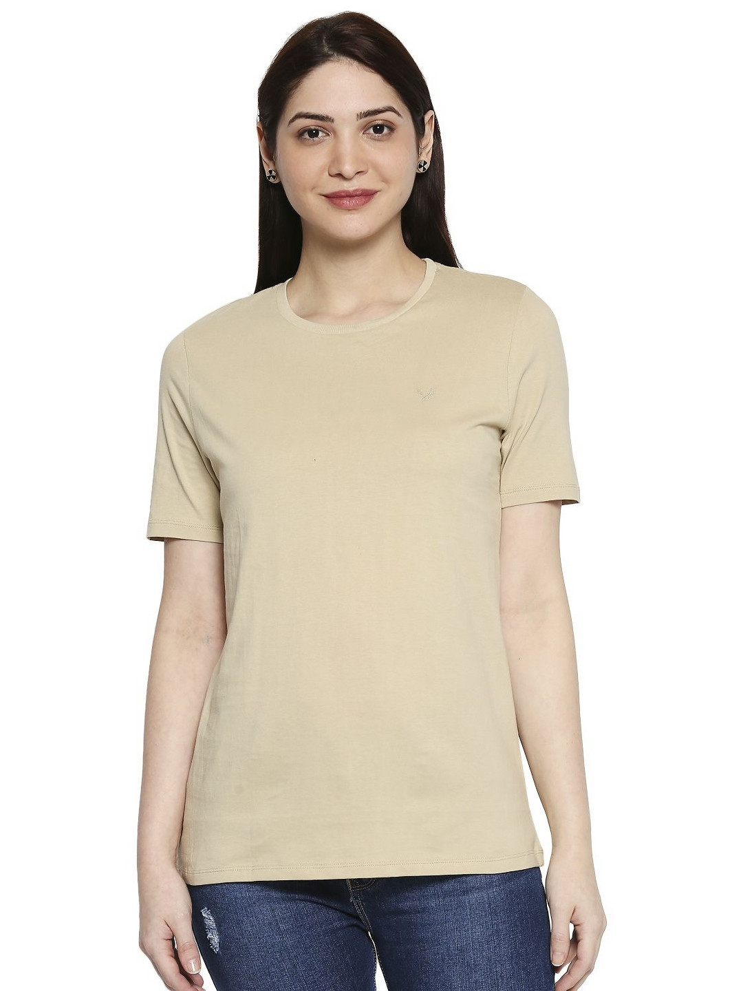 

AMMARZO Crew Neck Short Sleeves Cotton T-shirt, Beige