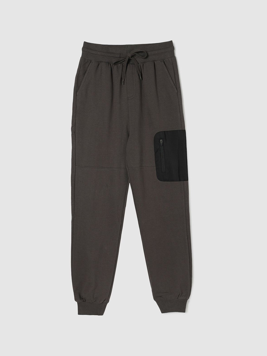 

max Boys Colour-Blocked Mid-Rise Track Pants, Grey