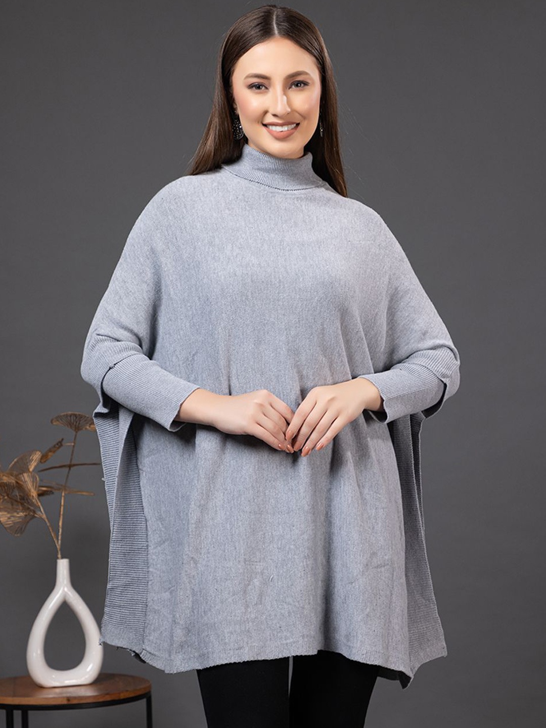 

Anouk Grey High Neck Waterfall Shrug