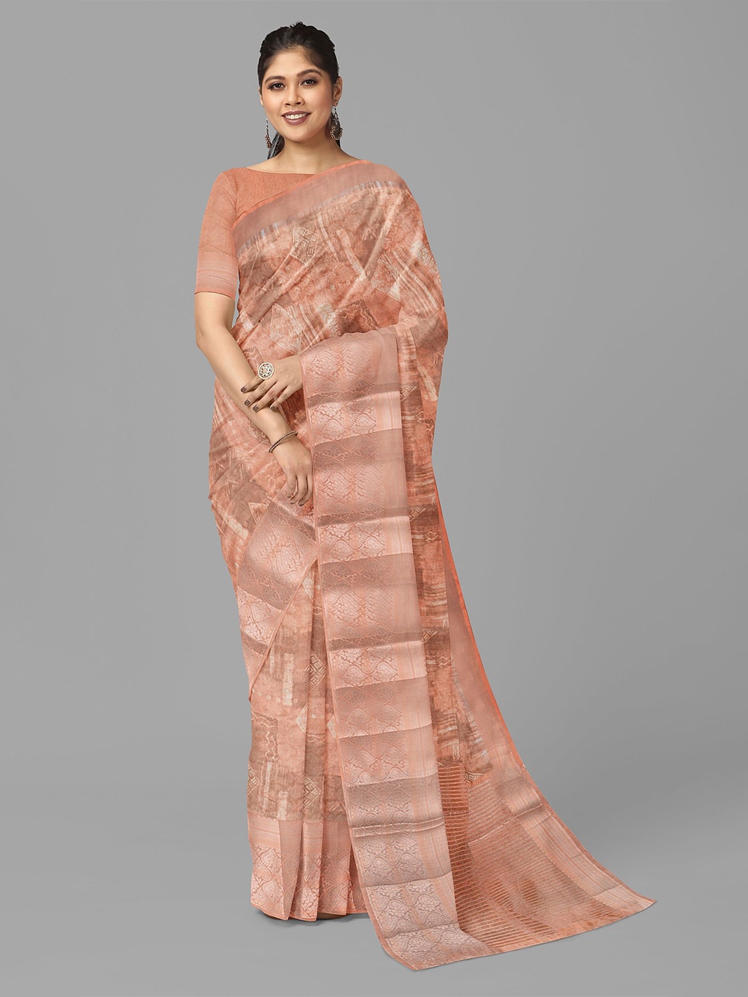 

The Chennai Silks Ethnic Motifs Woven Design Zari Saree, Orange