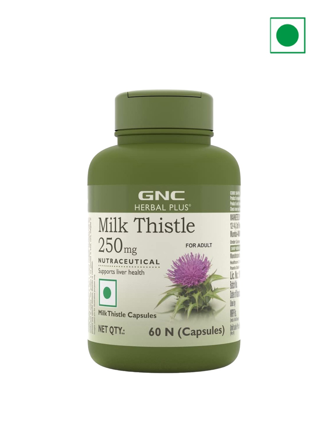 

GNC Herbal Plus Milk Thistle 250mg Capsules - 60 Capsules, Olive