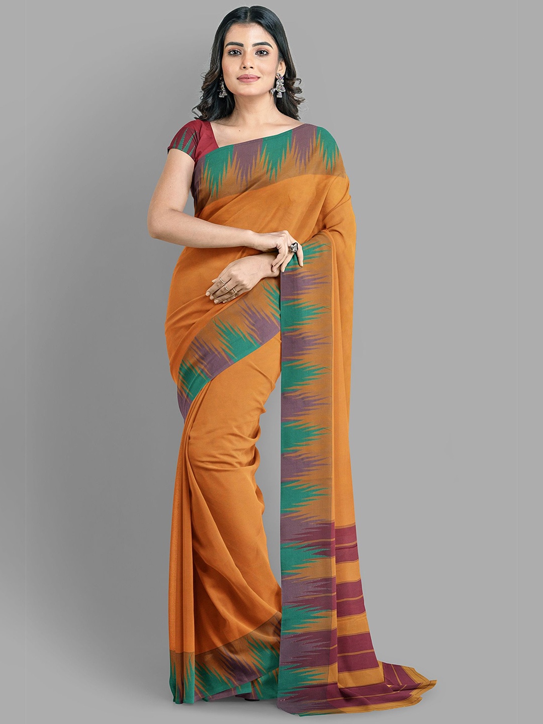 

The Chennai Silks Art Silk Baluchari Saree, Mustard