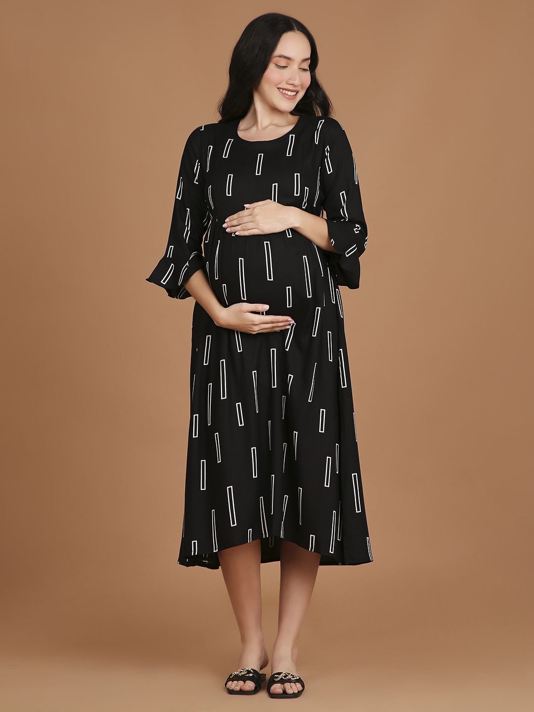 

NIGHTSPREE Printed Maternity Fit & Flare Dress, Black