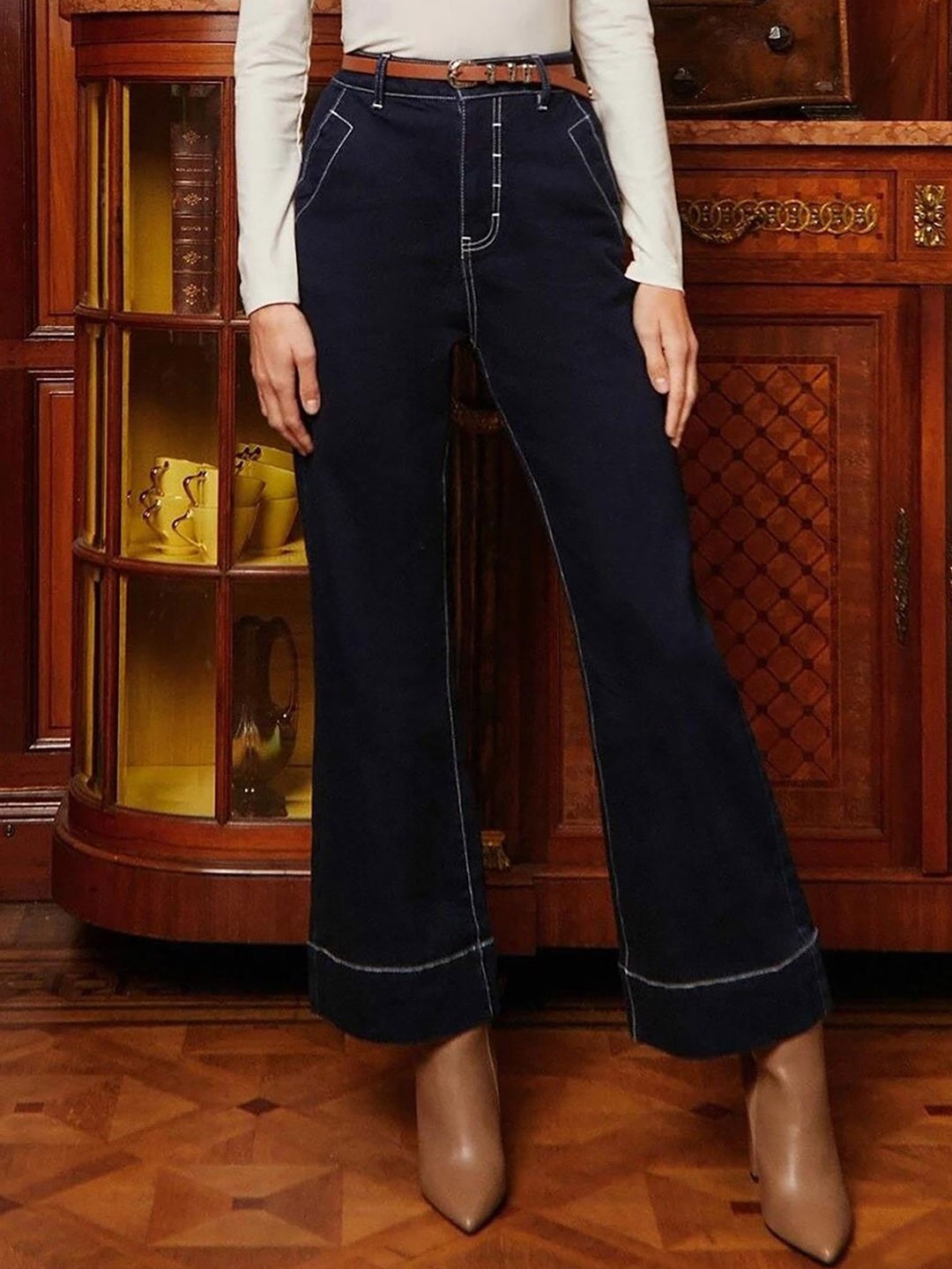

Stylecast X Kotty Women Bootcut High-Rise Stretchable Jeans, Blue