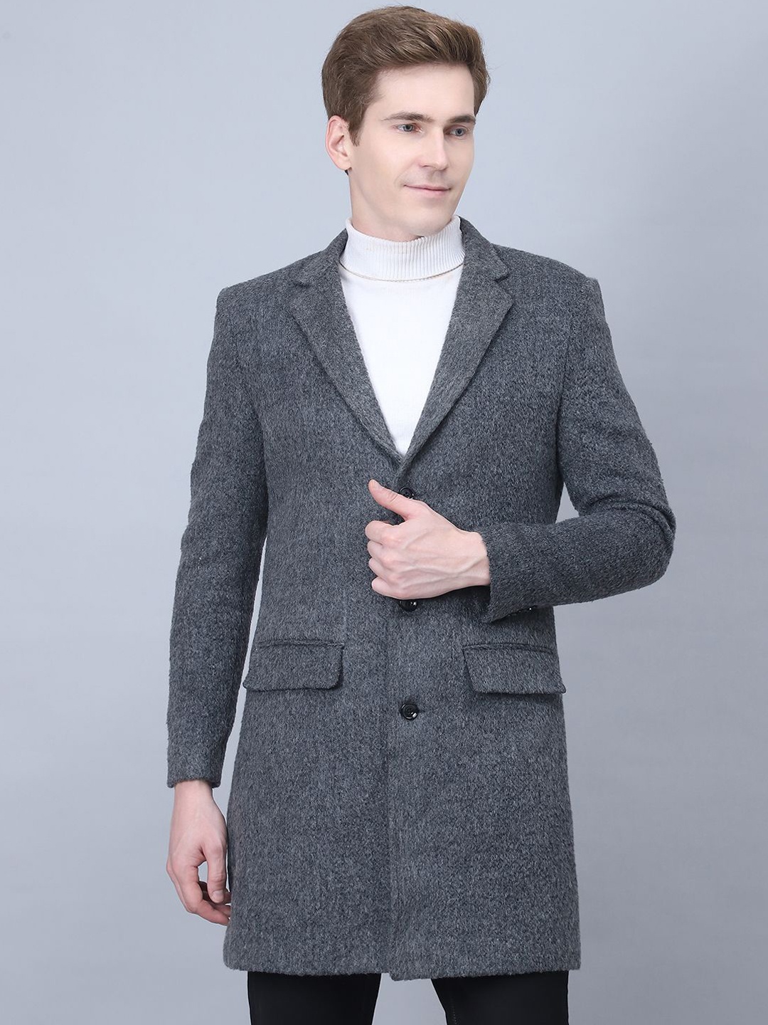 

HOUSE OF VEDAS Men Lightweight Longline Outdoor Tailored Jacket, Grey