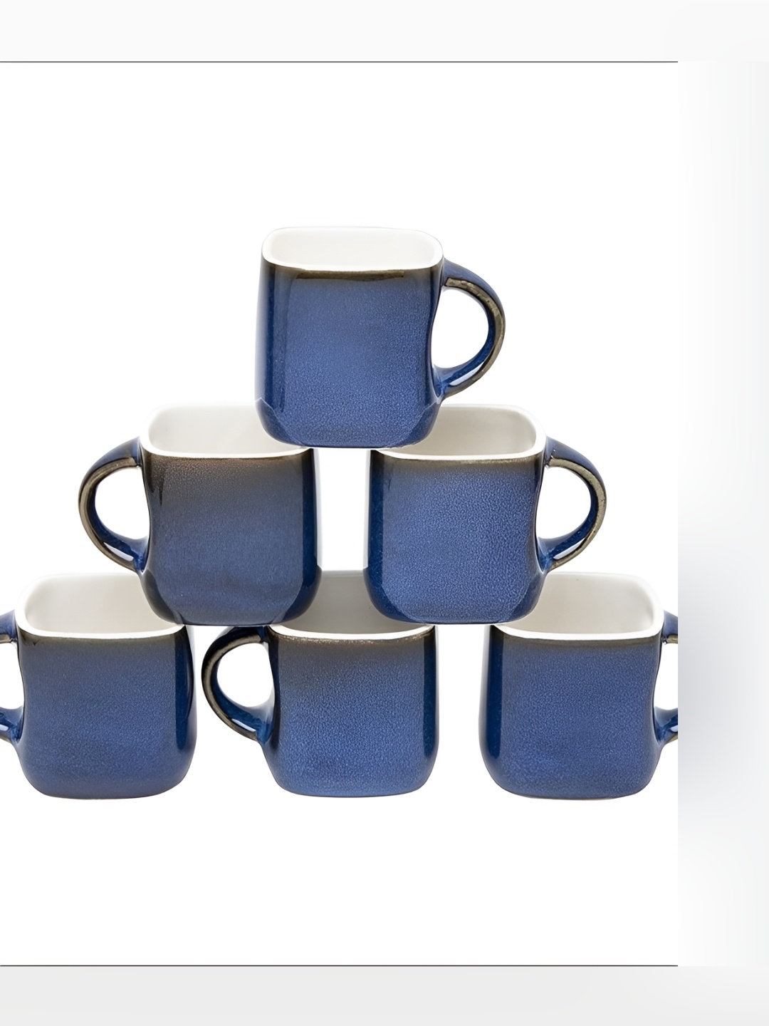 

MITHILA Handicrafts Blue Printed 6 Pieces Printed Ceramic Glossy Mugs