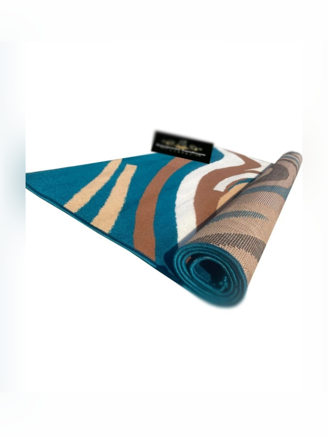 

Samjeeda Handloom carpets Blue Geometric Anti-Skid Polyester Carpet