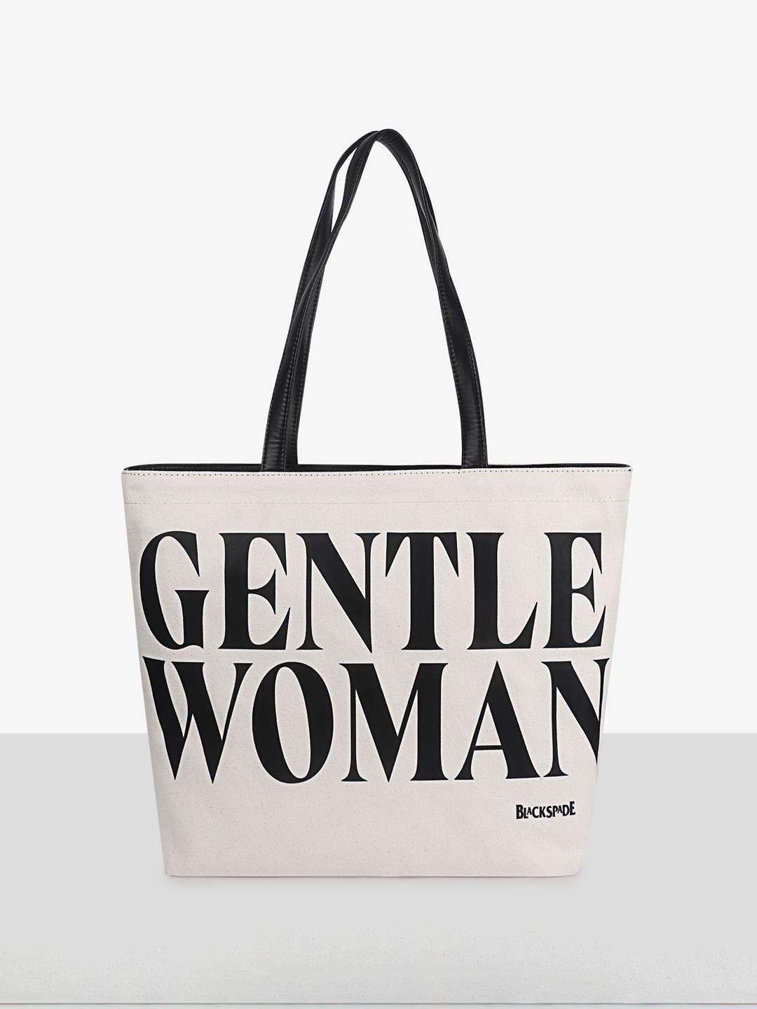 

Black Spade Women Typography Printed Structured Shoulder Bag, Off white