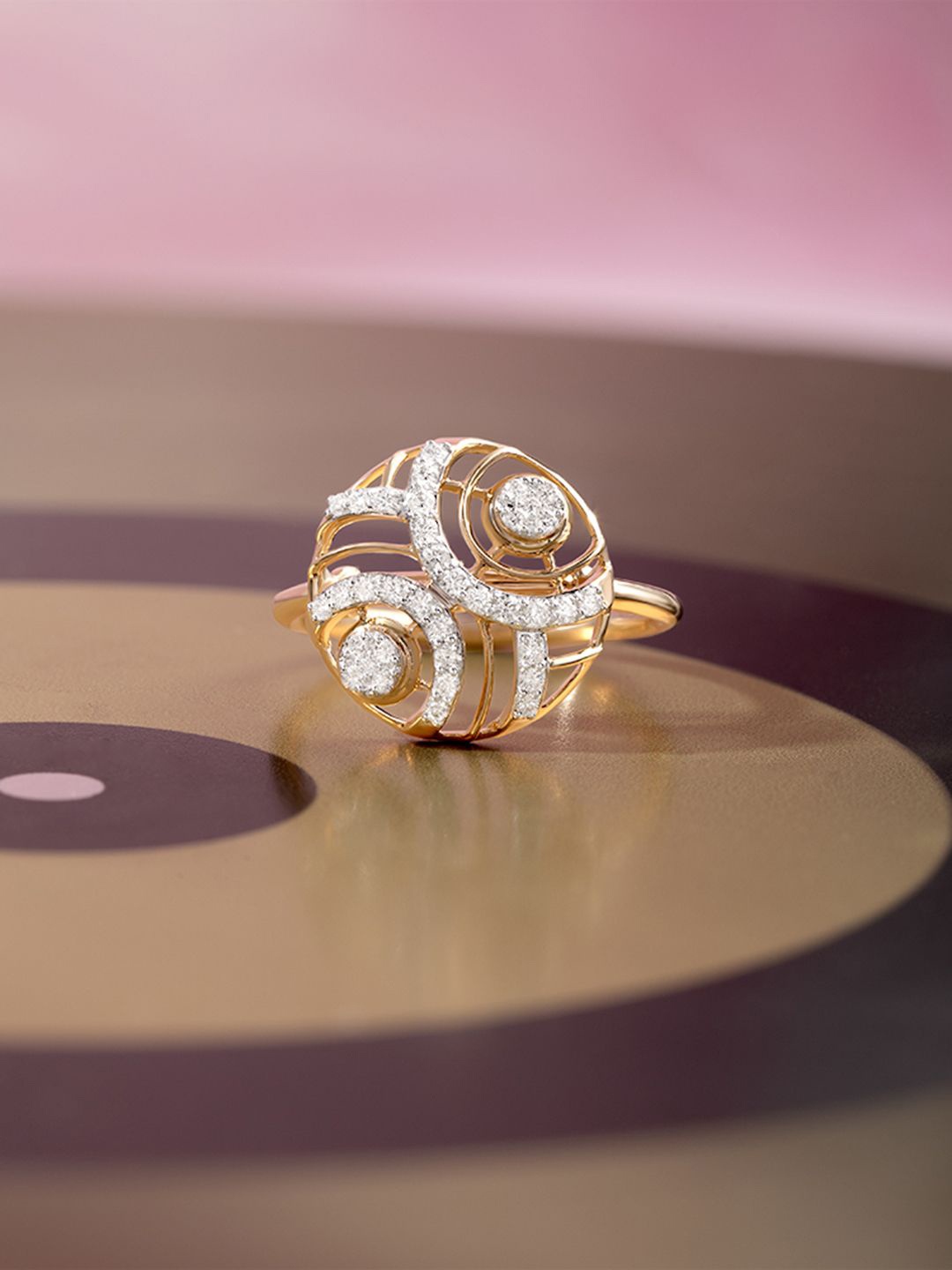 

Mia by Tanishq 14KT Gold Diamond Studded Finger Ring, Yellow