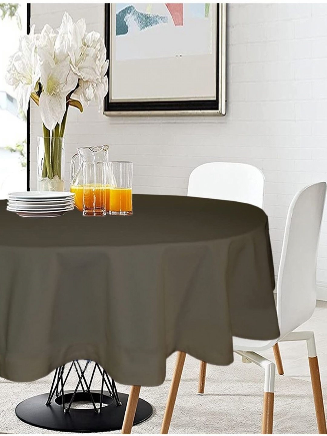

Lushomes Grey Pure Cotton Table Cover