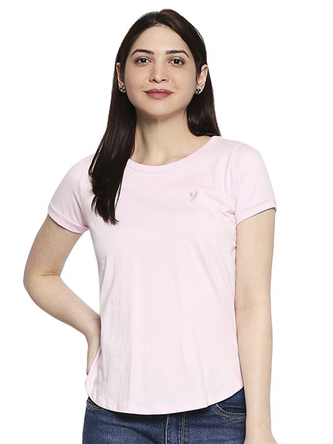 

AMMARZO Round Neck Short Sleeves Cotton T-Shirt, Pink