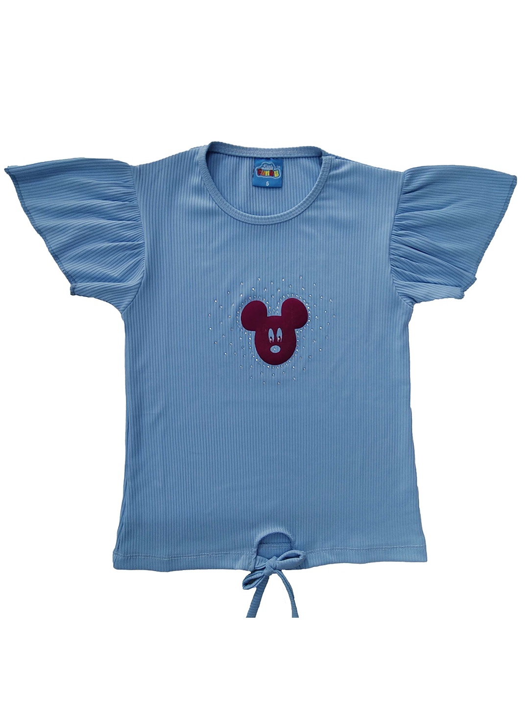 

BAESD Girls Cotton Mickey Mouse Front Knot Top, Blue