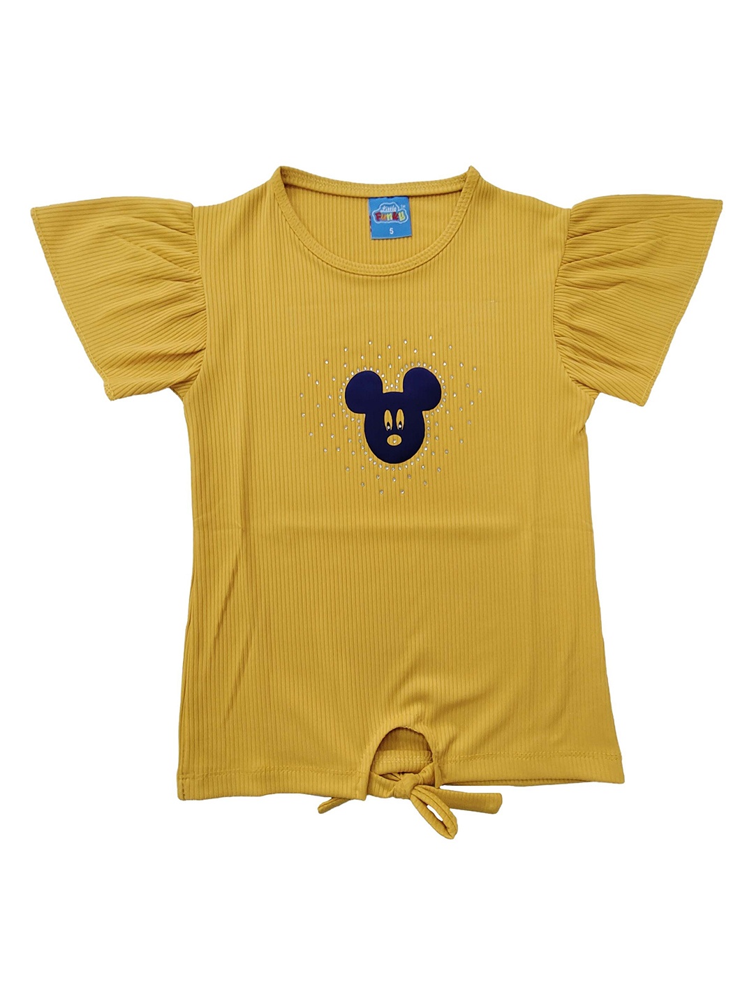 

BAESD Girls Cotton Mickey Mouse Front Knot Top, Yellow
