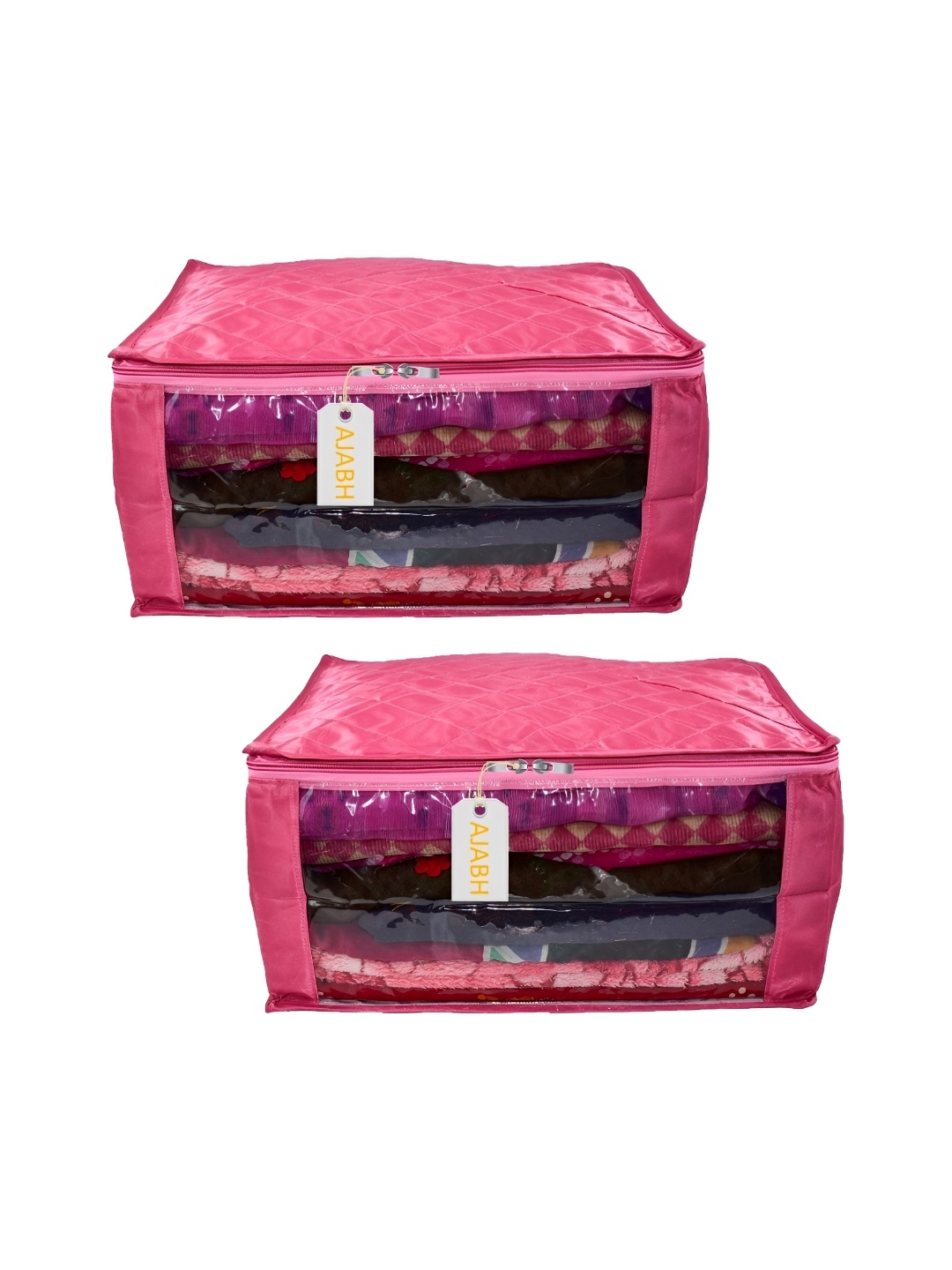 

Ajabh Pink 2 Pieces Checked Satin Saree Cover Organisers