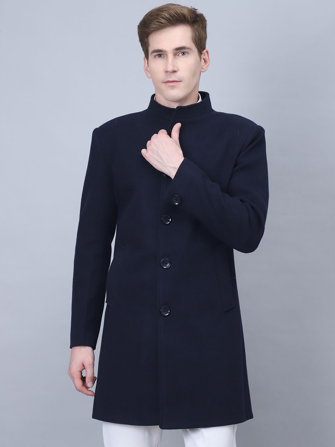 

HOUSE OF VEDAS Men Lightweight Longline Outdoor Tailored Jacket, Navy blue