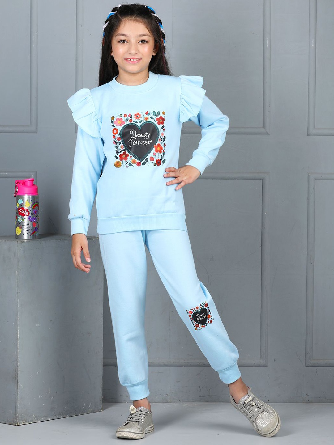 

Cutiekins Girls Printed Tracksuit, Turquoise blue