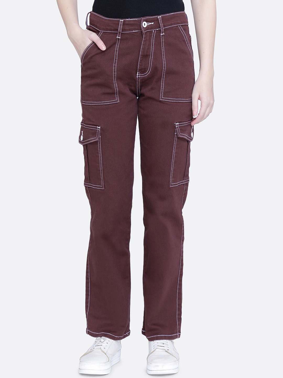 

FCK-3 Women Hottie High-Rise Stretchable Cargo-Style Jeans, Brown