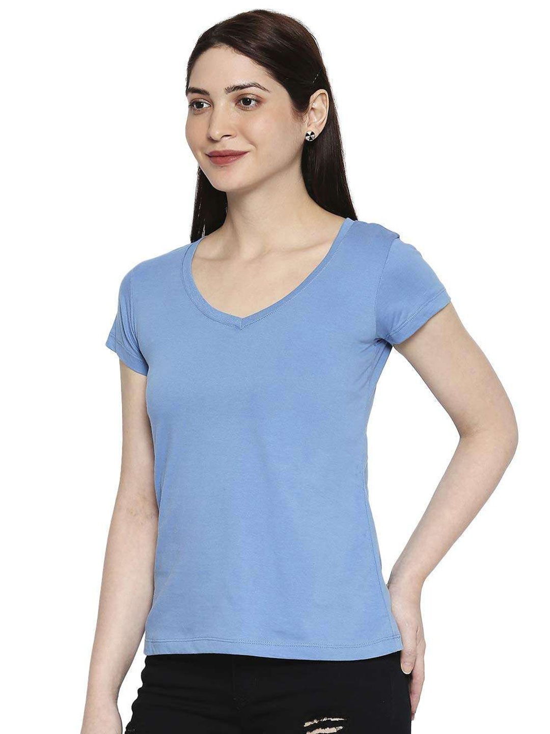 

AMMARZO V-Neck Short Sleeves Cotton T-shirt, Blue