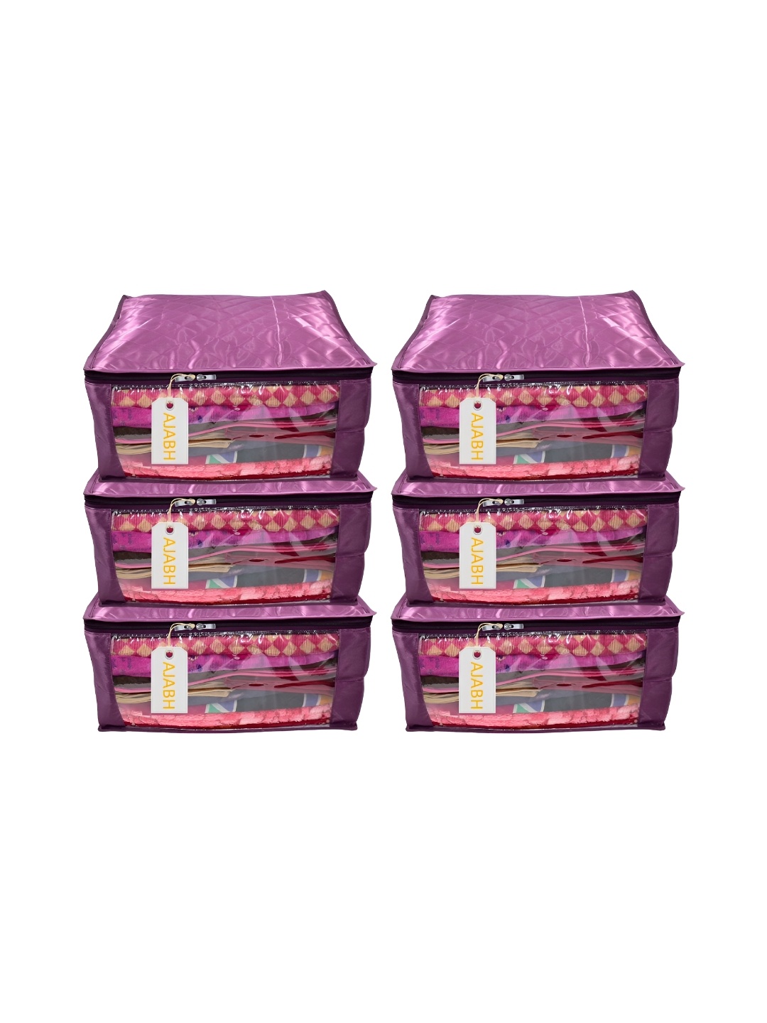 

Ajabh Purple 6 Pieces Checked Satin Saree Cover Organisers