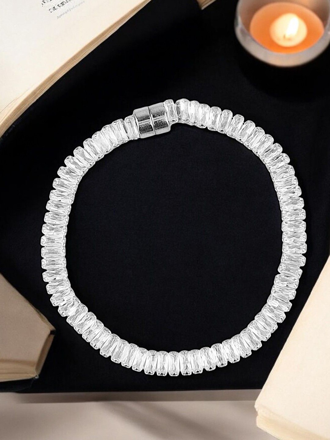 

9blings Silver-Plated Cubic Zirconia Studded Wraparound Bracelet