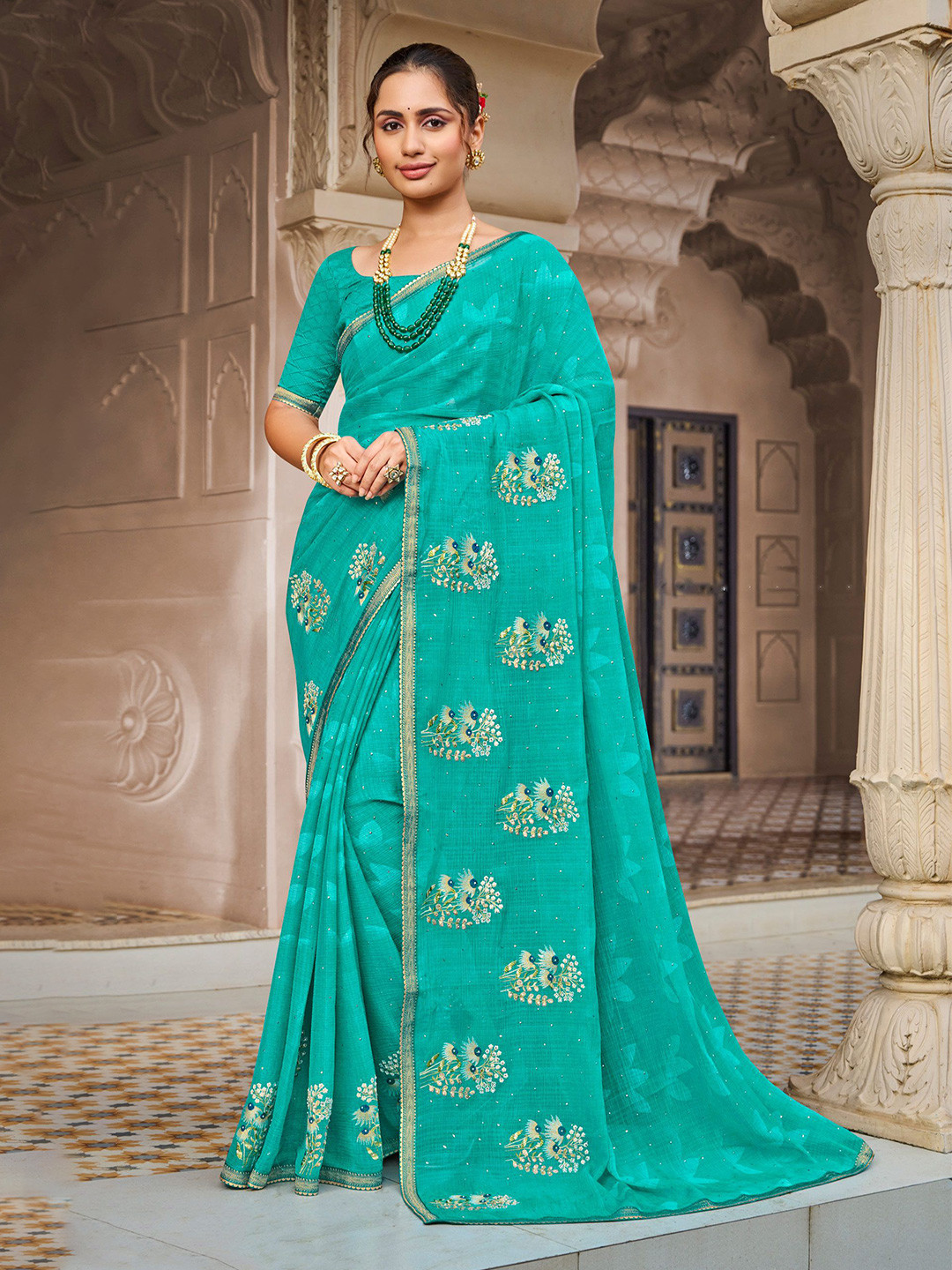 

Laxmipati Abstract Embroidered Designer Saree, Blue