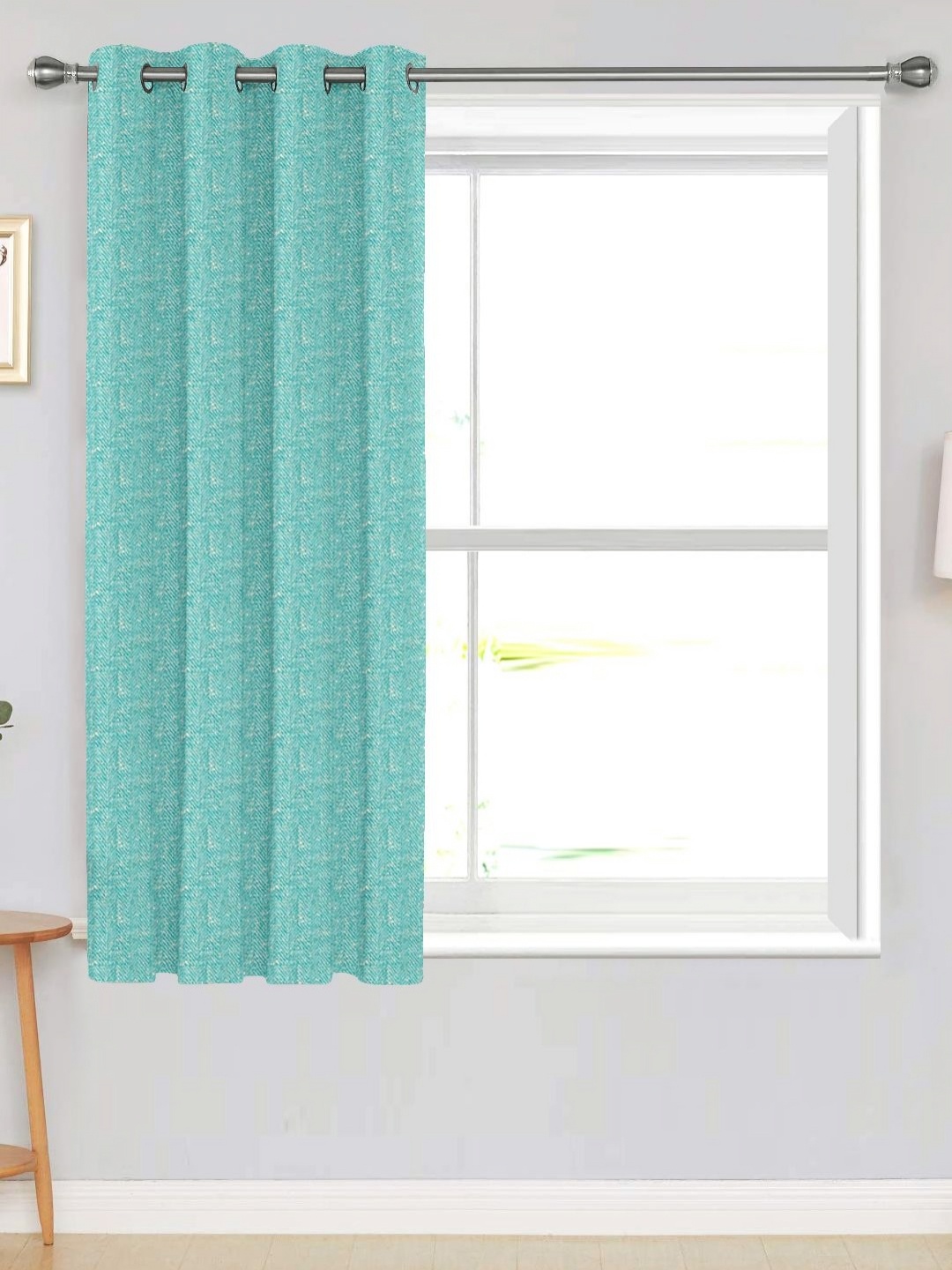 

Divine Casa Green Self Design Black Out Window Curtain