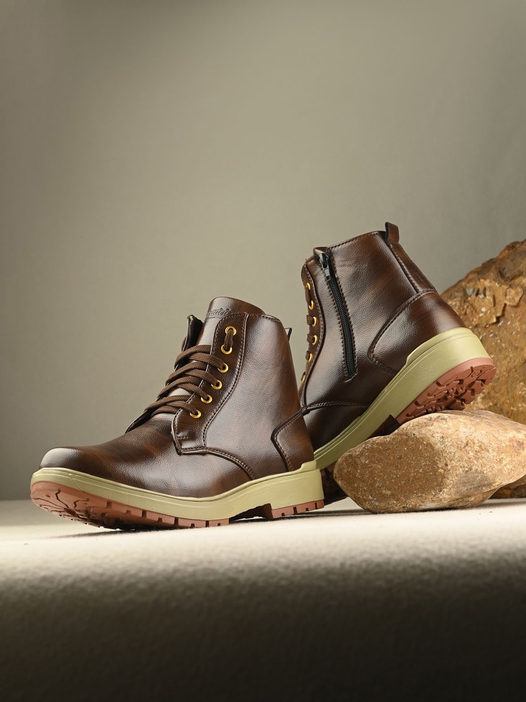 

The Roadster Lifestyle Co Men Mid-Top Boots, Brown