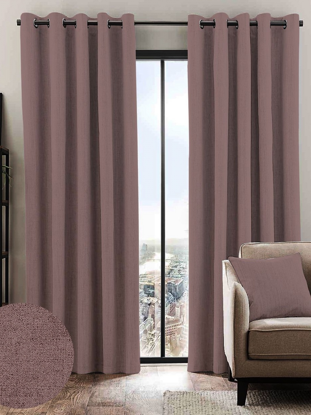

Nefertiti Home Tan 2 Pieces Black Out Long Door Curtains