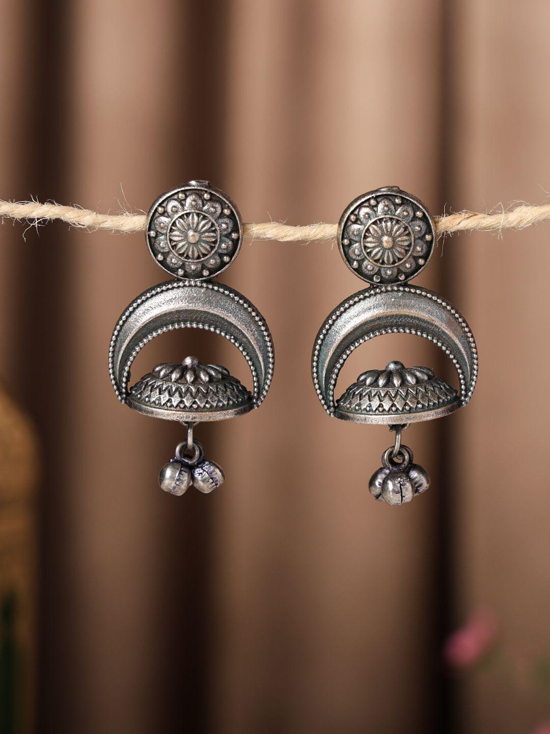 

VENI 92.5 Silver-Plated Dome Shaped Jhumkas