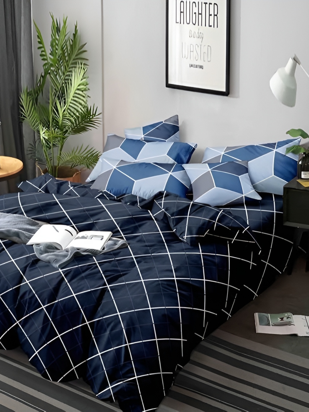 

MORADO Blue & White Printed Cotton Double King Duvet Cover