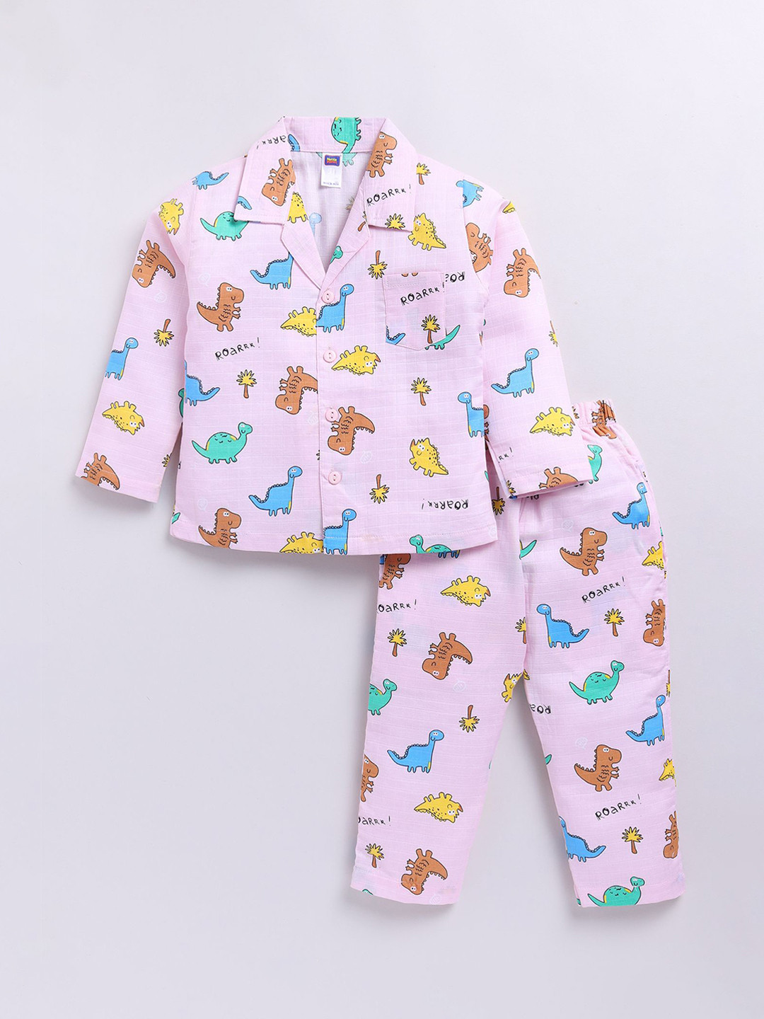 

Nottie Planet Boys Conversational Printed Night suit, Pink