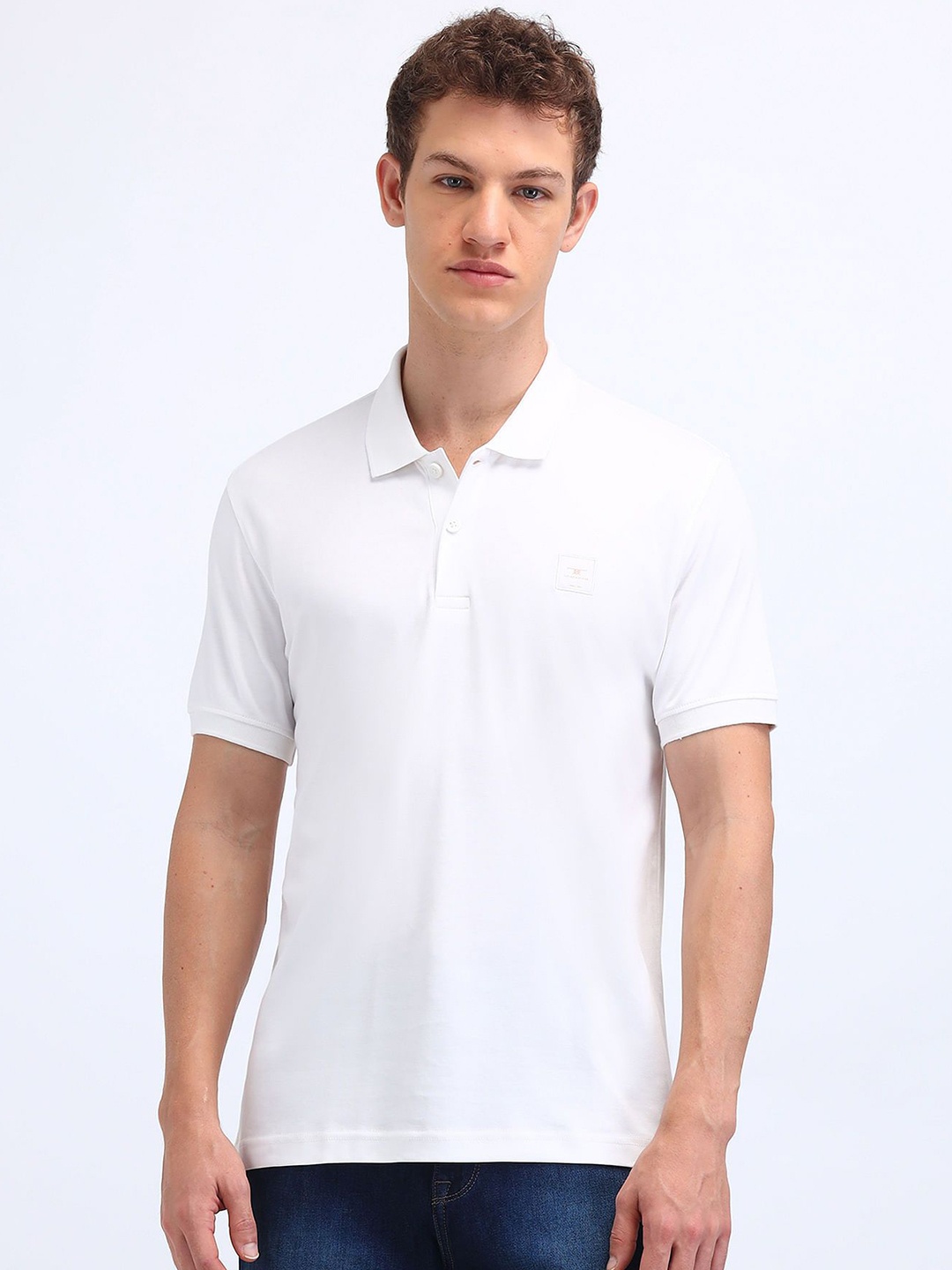 

Flying Machine Men Solid Polo Collar Cotton T-shirt, White