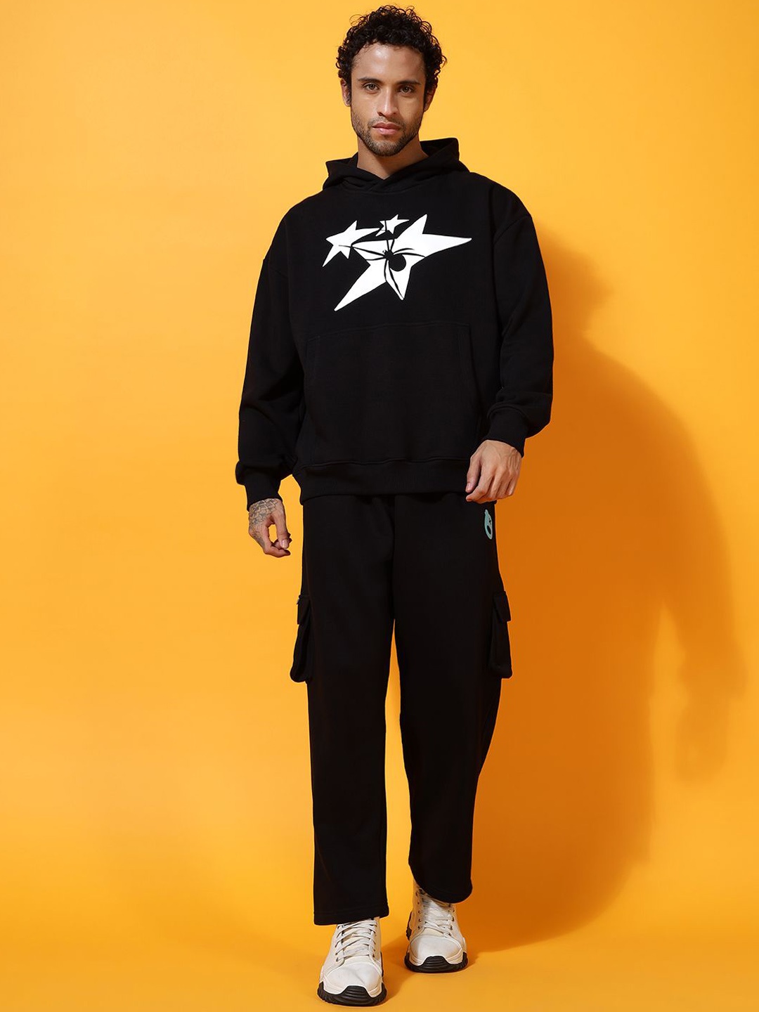 

GRIFFEL Men Self Design Long Sleeves Mid-Rise Tracksuits, Black