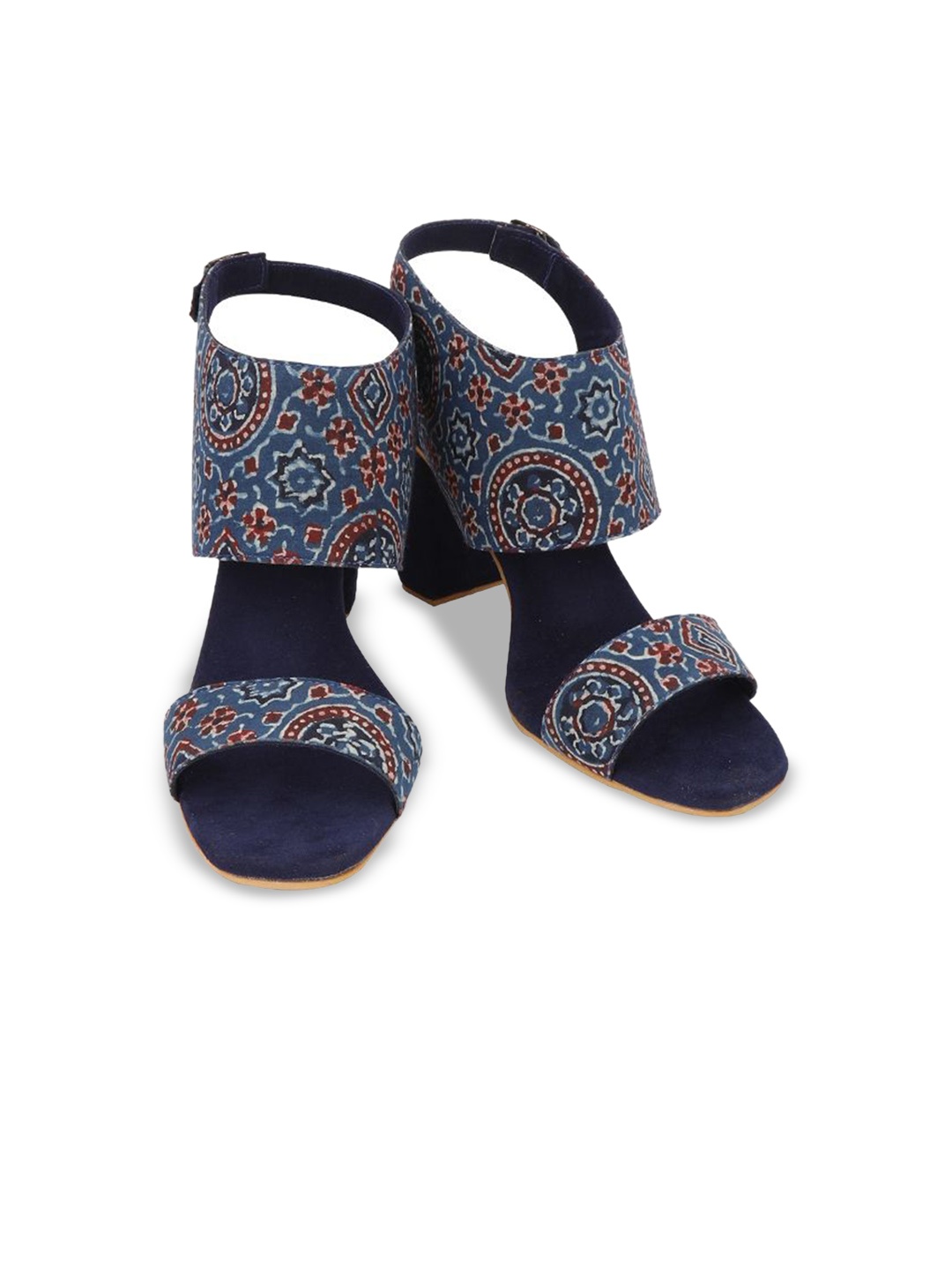 

Saagah Women Leather Block Heel Sandals, Blue