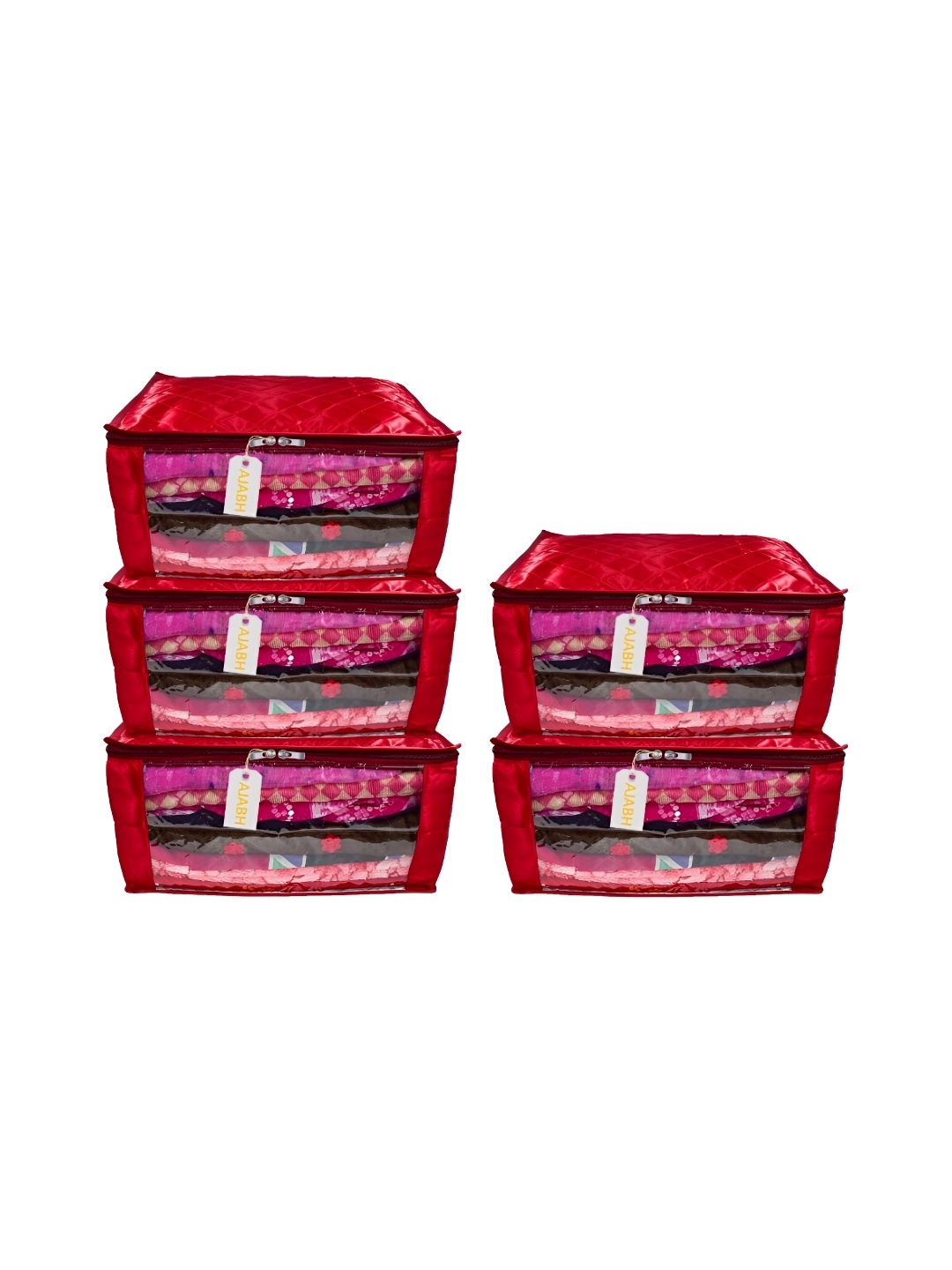 

Ajabh Maroon 5 Pieces Checked Satin Saree Cover Organisers