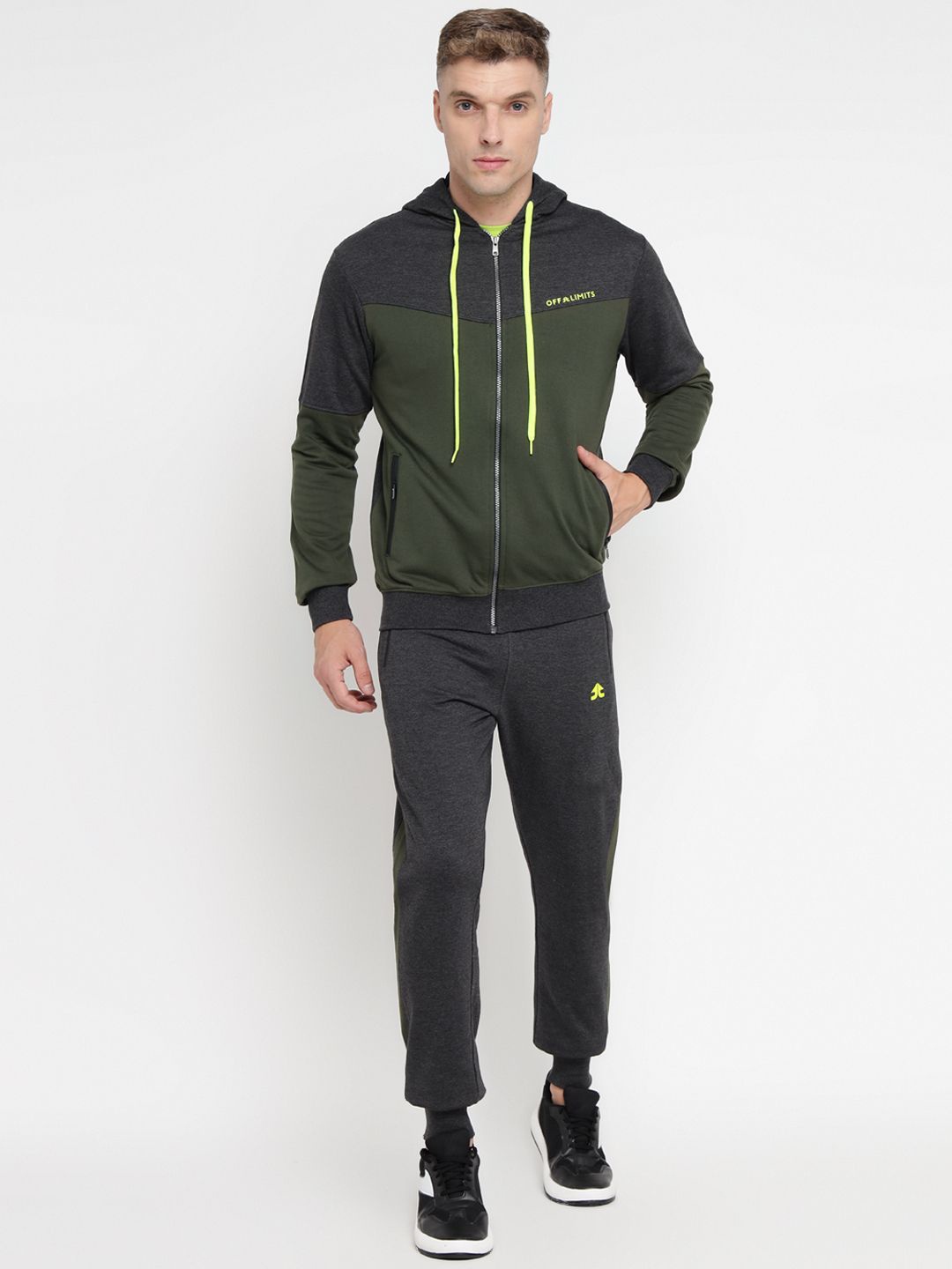 

OFF LIMITS Men Hooded Neck Tracksuits, Olive