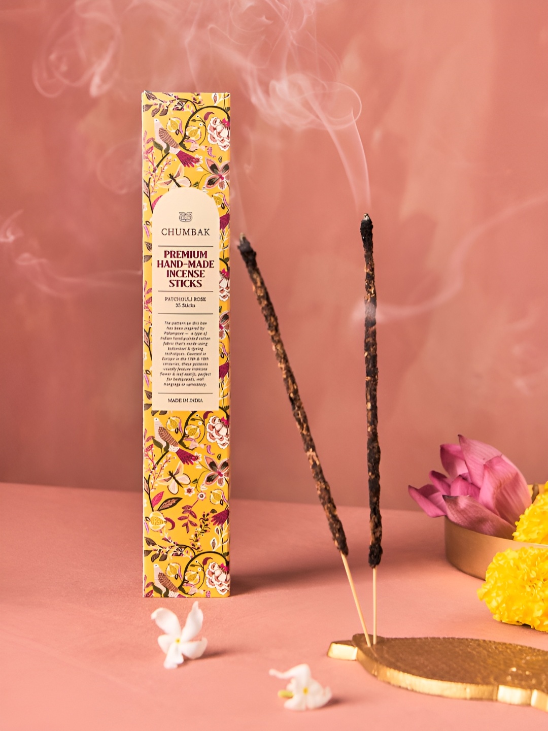 

Chumbak Yellow & Brown 35 Pieces Wooden Patchouli Rose Incense Sticks