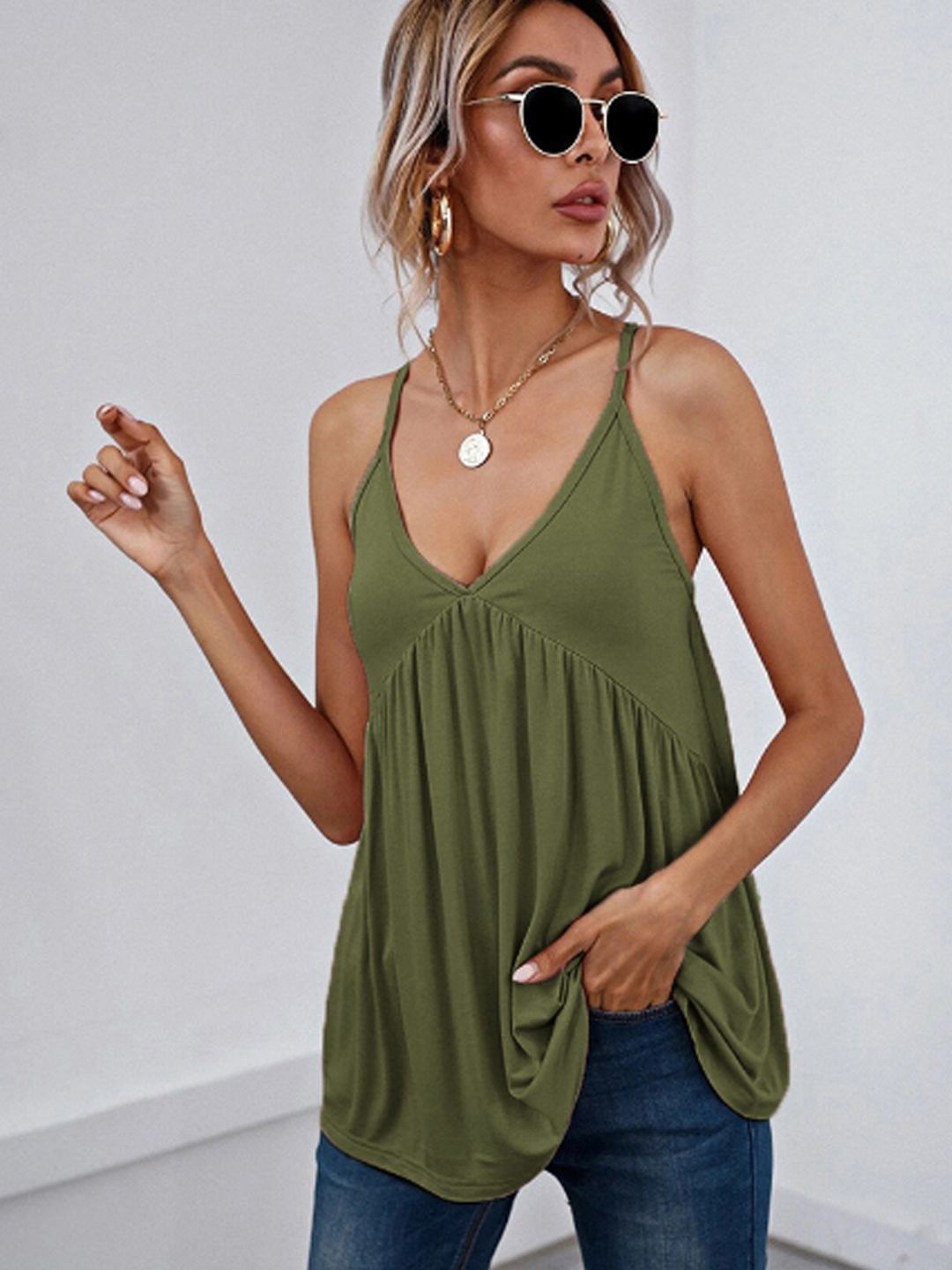 

StyleCast Women V-Neck Empire Top, Green