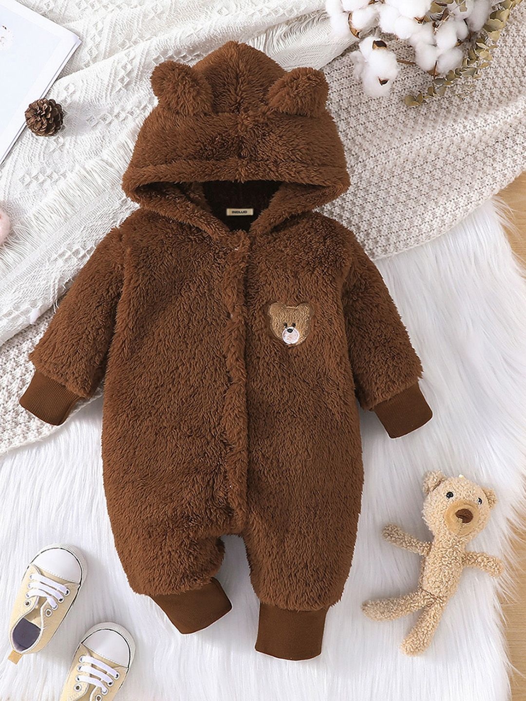 

INCLUD Boys Hooded Rompers, Brown