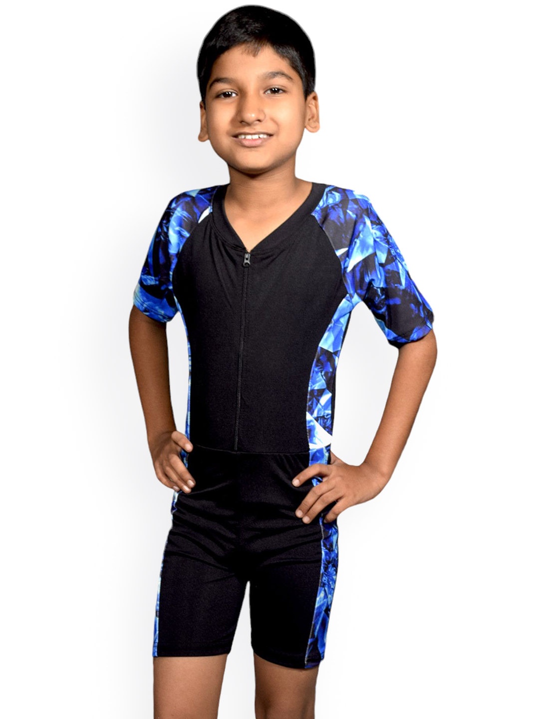 

Aqua Holic Boy's Self Design Colourblocked Swim Set, Black