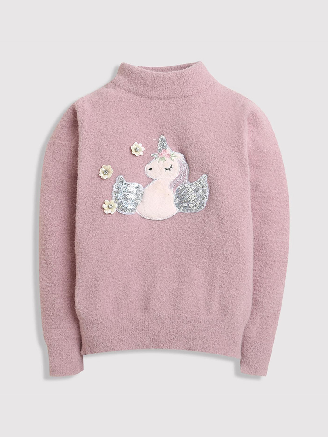 

Tiny Girl Girls Round Neck Long Sleeves Cable Knit Pullover, Pink